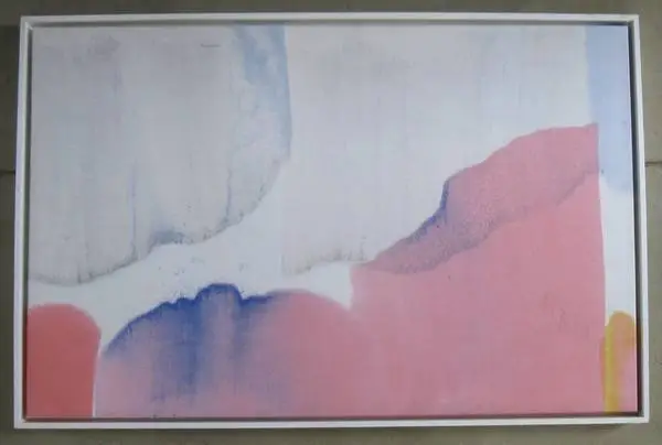 Abstract painting print in white floater frame
