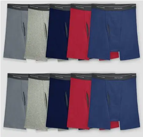 Fruit Of The Loom Mens CoolZone Fly Multi-Color Boxer Briefs 10 Pack