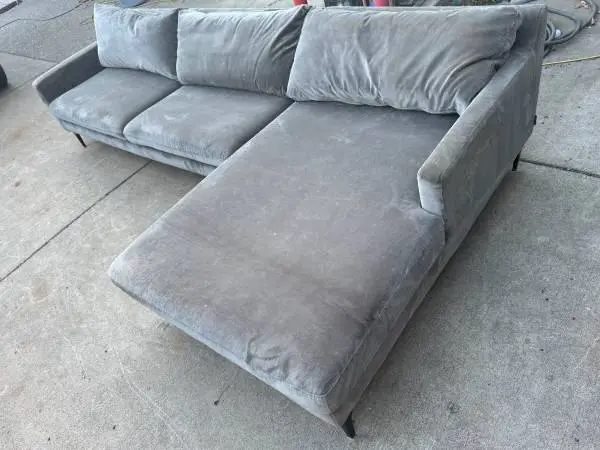 Gray Velvet Sectional Sofa