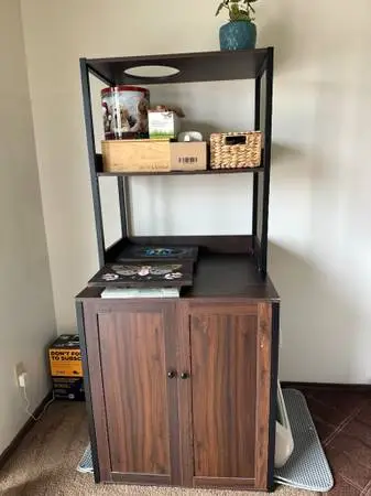 Mingyall Wooden Cat Litter Box Enclosure / Furniture Cabinet (Brown)