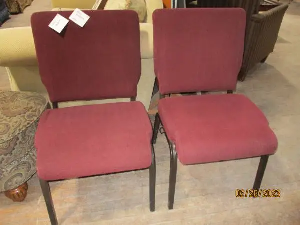 Chairs with metal frames and burgundy seats/backs  #3643