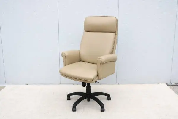 Classic Cabot Wrenn Caesar High Back Regency Taupe Leather Desk Chair
