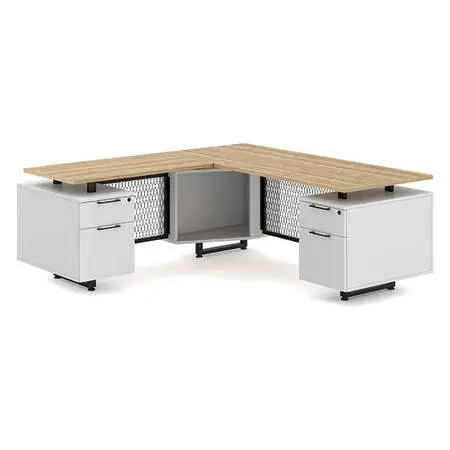 *8 colors New in Box L Shape 30d Double Pedestal Desk w/files