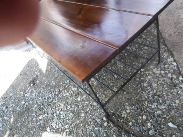 Coffee Table Pine Wood on Metal Base
