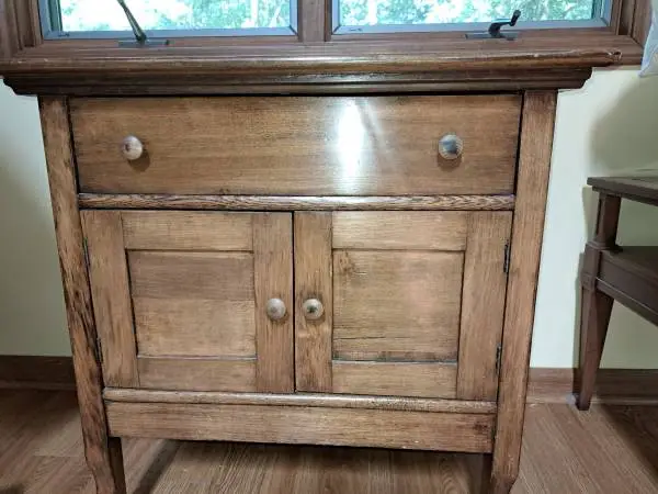 Bedside night stand, dark brown wood