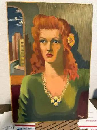 1946 Redheaded woman painting