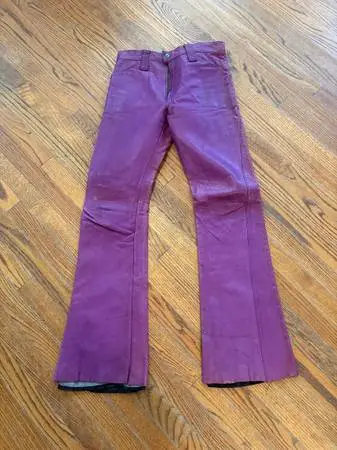 Santa Fe Leather Co. Purple Leather Flare Pants