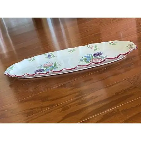 25 Long 1980s Vintage Hand-Painted Platter Pattern French Bouquet by