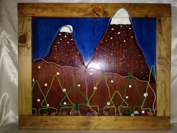 3D Wire Art #93, original Snowy Mountains