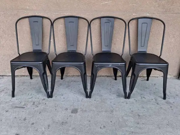 Very nice set of four industrial farmhouse style chairs all four for j