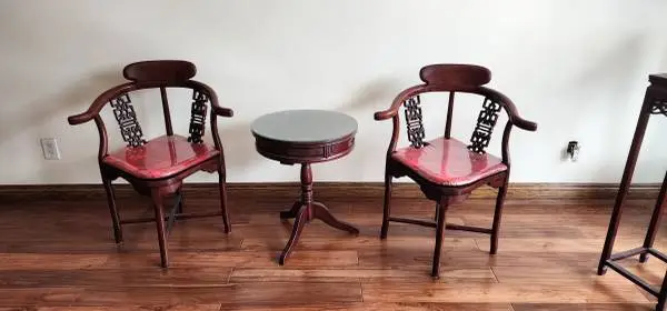 Rosewood/Redwood chair sets with matching table