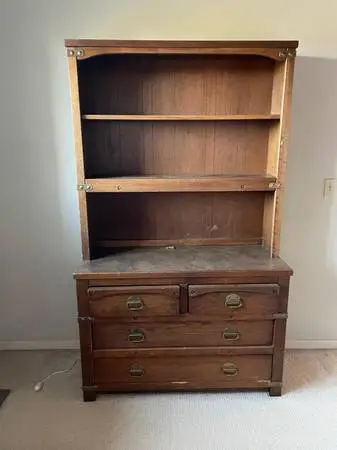 Solid ! VINTAGE WOOD HUTCH or BUREAU