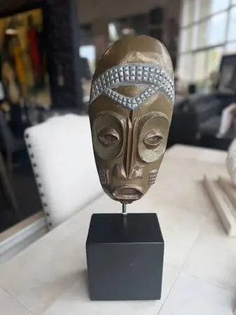 Bronze African Casting Mask (2) 6.5X4X22