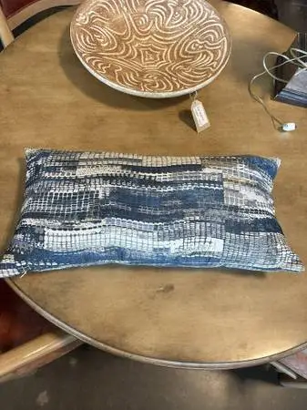 Westex Blue & Cream Lumbar Pillow- 26X4X12