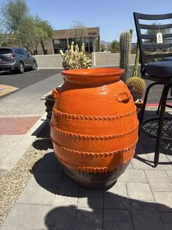 Ornate Orange Glazed Pot- 20X20X30