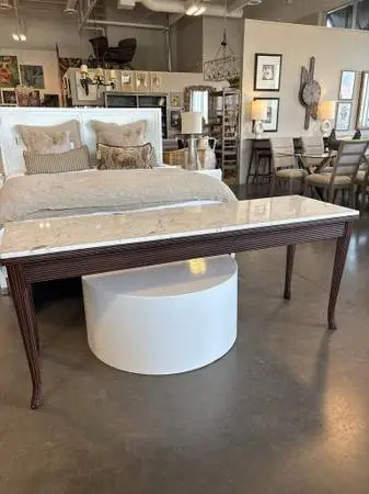 Vintage Wood & Carrara Marble Console- 72X21X30- AS IS