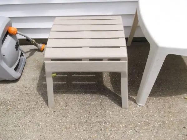 2 Small Beige Patio Plant Tables
