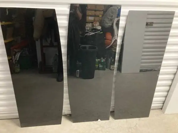 TV/universal stand glass shelves,black tint,clean,reversable,choice 3.
