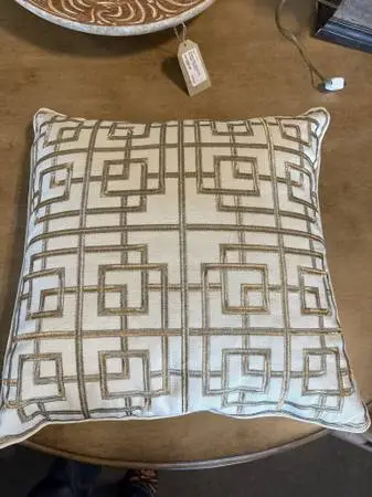 White & Gold Stitched Pillow