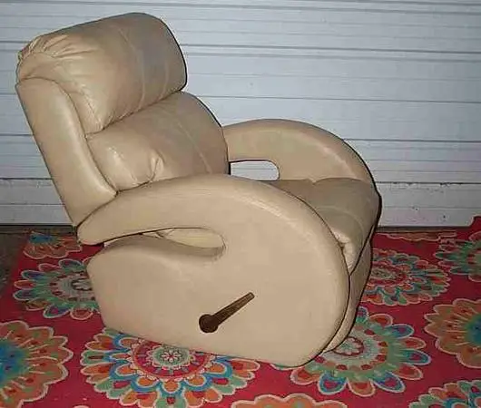 RECLINER Rocking Chair Space Age Reclining Cream Color Vinyl Rocker