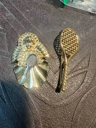 Monet Tennis Racket BROOCHES