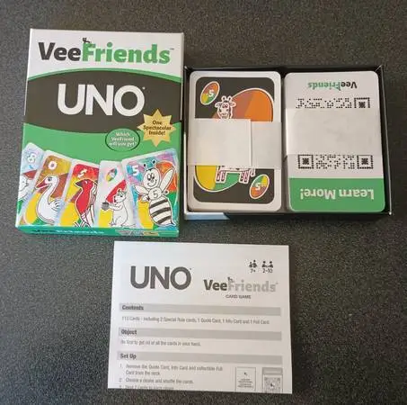 Vee Friends UNO Card Game Unused Condition Not Sealed NO FOIL CARD
