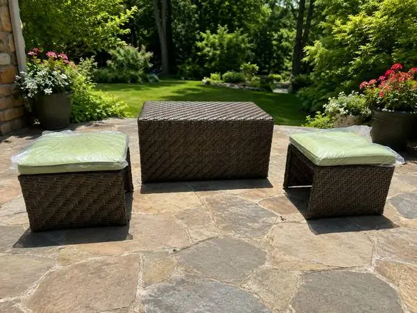 New 3pc outdoor patio furniture seating set sunbrella