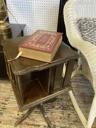 Queen Anne style vintage revolving bookshelf table