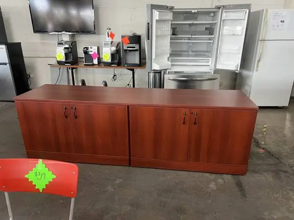 Cherry Laminate Credenza w/ 4 Doors (NW Office Liquidations)