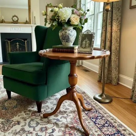 Refurbished Vintage Sears Wooden Pie-Crust Pedestal Side Table – Pristine Cond