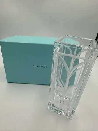 Tiffany & Co. Wheat Leaf Crystal Bud Vase W/ Box