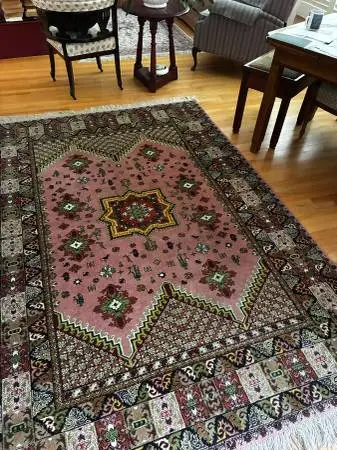 MOROCCAN ROSE Colored WOVEN RUG - 8 feet by 5.5 feet -