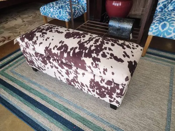 Faux Cowhide Storage Bench