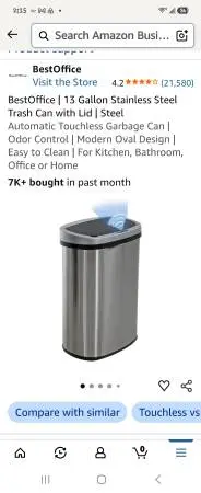 13 Gallon Automatic Motion Sensor Trash Can - Stainless Steel