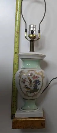 Lamp Asiatic Pheasant or Peacock porcelain antique