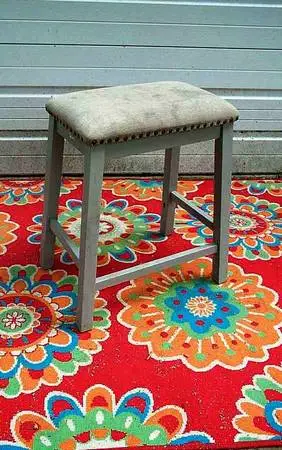 BENCH STOOL Gray Kitchen Desk Workshop Chair Seat Cushioned Furniture