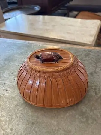 Small Basket W/ Turtle Lid- 7X6X4H