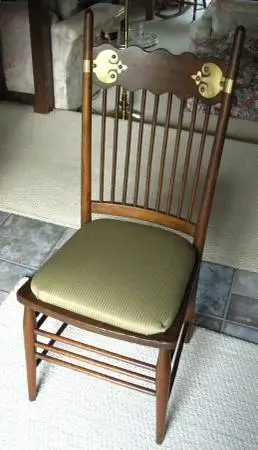 RARE BRASS HINGE DÉCOR Antique circa 1900 Oak Side/Dining Table Chair