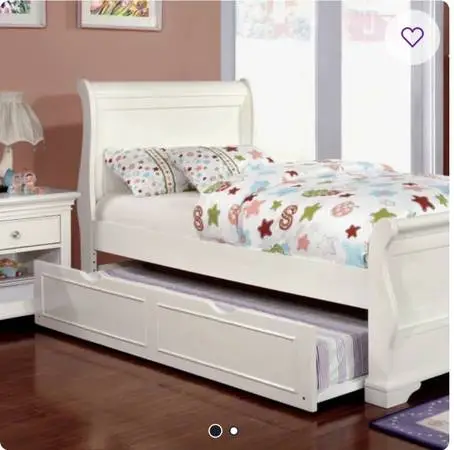 Shabby Chic White Twin Trundle/Storage bed