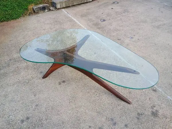 Adrian Pearsall Kidney Glass Coffee Table 1950s 1960s