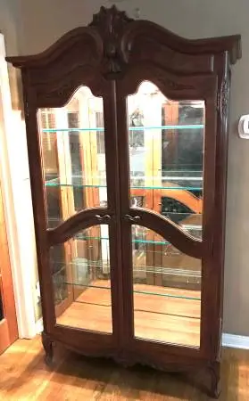 Antique Curio Vitrina Cabinet with recessed lighting
