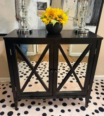 Cool Black Cabinet with Mirror Doors