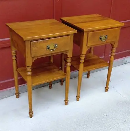 Ethan Allen American Traditional End Tables with Drawer and Lower Shel
