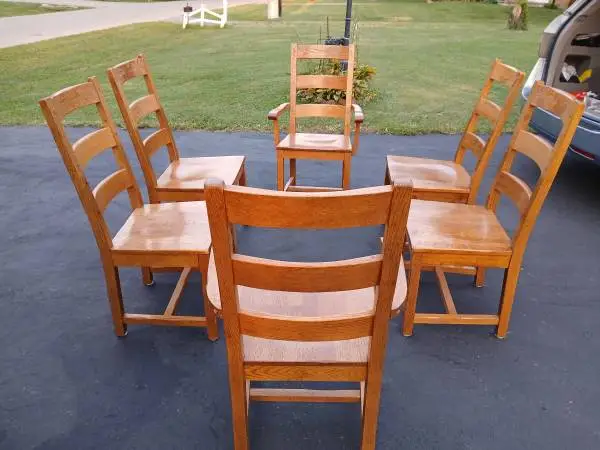 Oak Express Solid Oak Dining Chairs $15 each must take all six