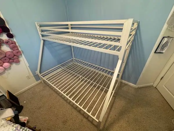 Twin Over Full Size Metal Frame Bunk Bed