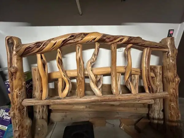 King size log bed