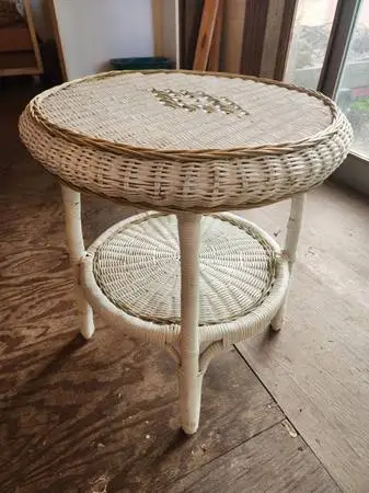 White wicker table