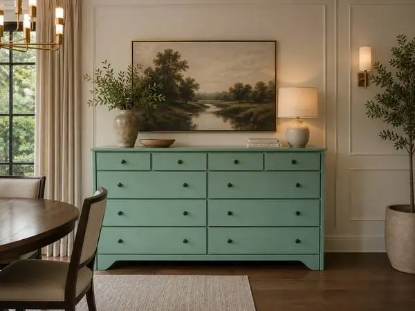 Green solid wood dresser