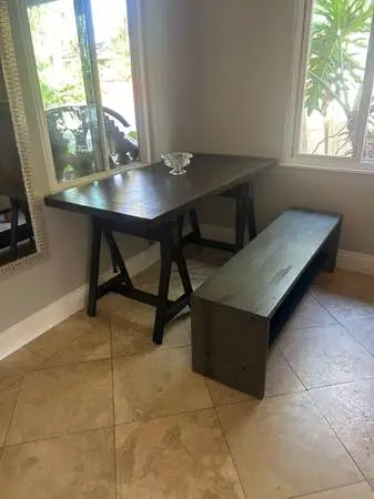 Industrial style adjustable dinning table and bench