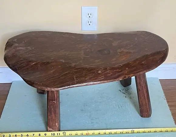 VTG Vintage Jamaican Rustic Live Edge Wooden Table / Stool 29x20x12